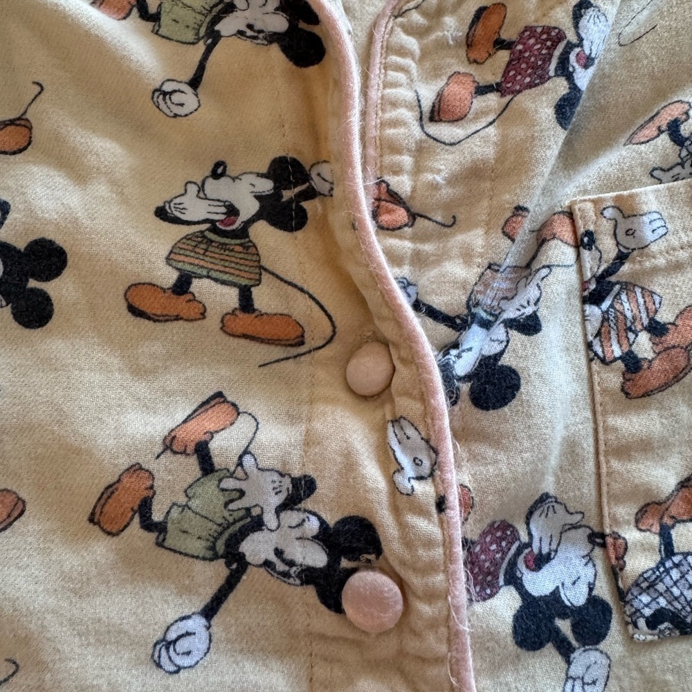 Vintage Walt Disney Word Mickey Mouse Flannel Yellow Nightgown - Picture 5 of 7